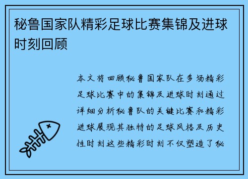 秘鲁国家队精彩足球比赛集锦及进球时刻回顾